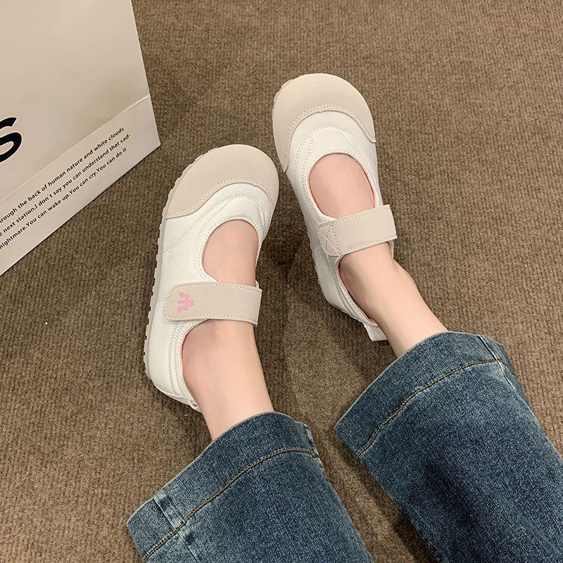 Mary Jane flat single shoes women's 2025 summer new niche design sense Velcro women's shoes casual versatile shoes