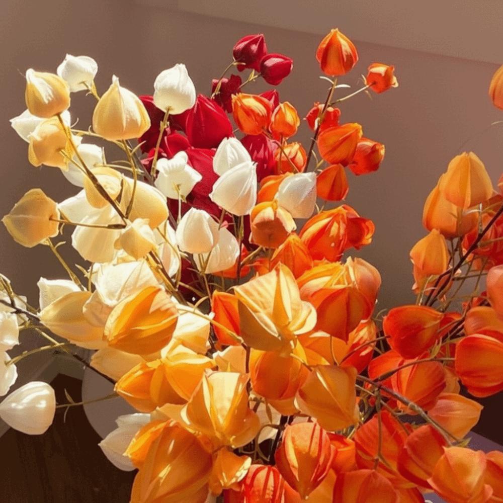 Lifelike Artificial Lantern Flower Real Touch Simulation Flower Branch  Living Room