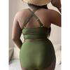 Large Size 4XL Women Textured Swimsuit High Waist Bikini Set Push Up Swimwear Backless Beachwear Brazilian Bathing Suits Biquini