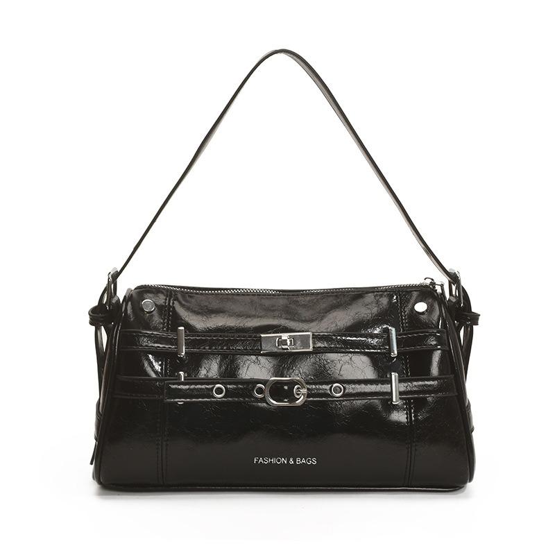 

Niche commuter portable baguette bag women s summer new high-end texture casual shoulder messenger bag чорний