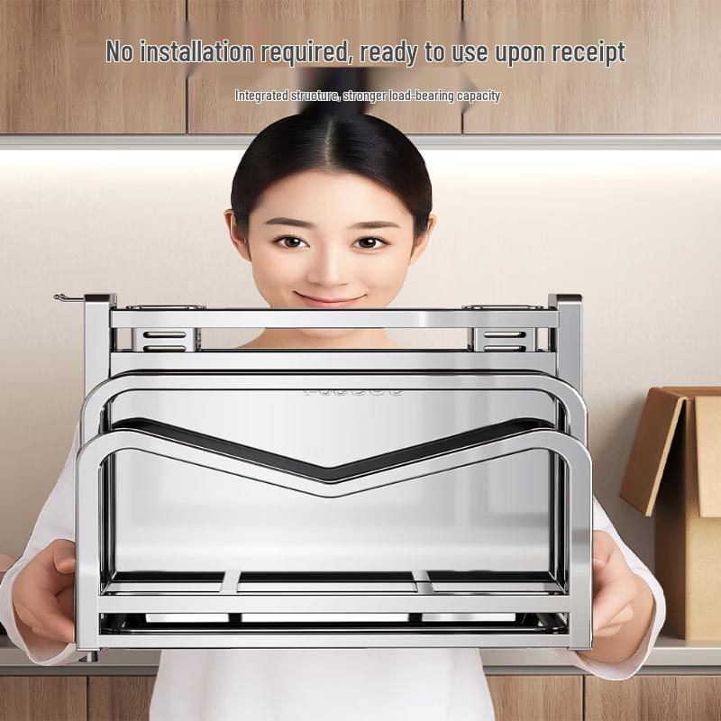 ASD 304 Stainless Steel Kitchen Storage Rack with Chopstick & Cutting Board Holders
