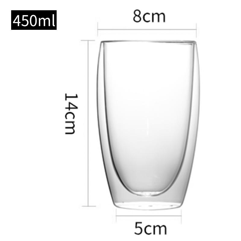 Transparente doppelwandige Borosilikatglastasse für Tee, Milch, Saft oder Kaffee - Modisches und minimalistisches Design