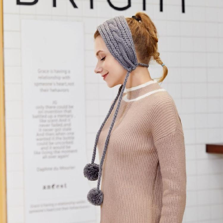 Crochet Woolen Adult Headband Girl Earmuffs Knitted Hairband For Women Teens