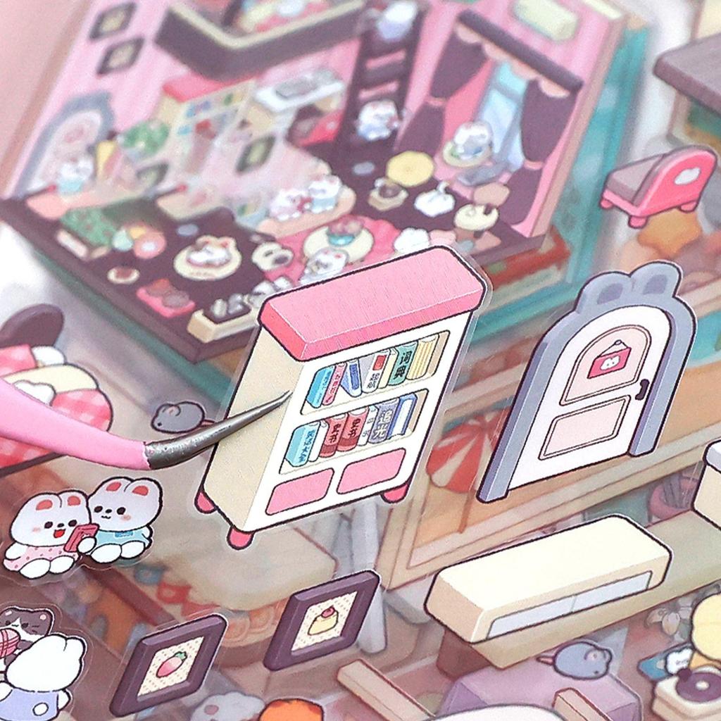 Miniature Scene Collection Book Landscape Scene Small Stickers Stacking Stereoscopic Vision Miniature House Gifts for Girls