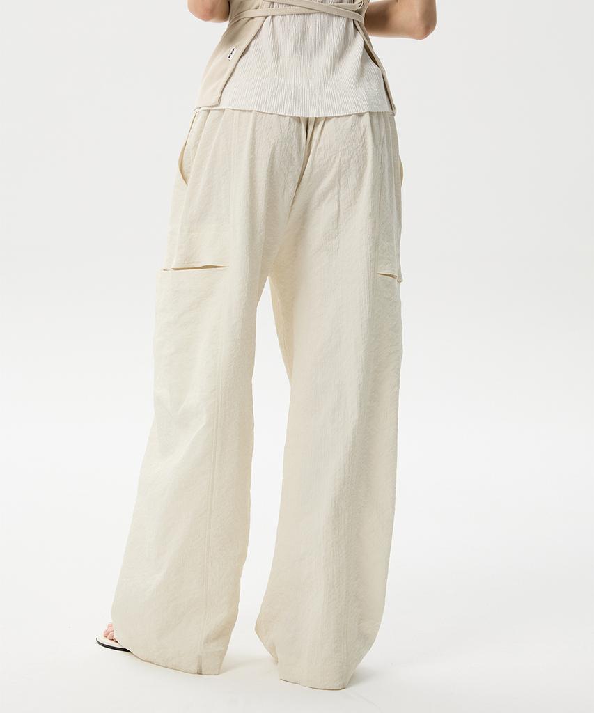 MIDNLOW Cut Line Wide Banding Pants(Ivory)