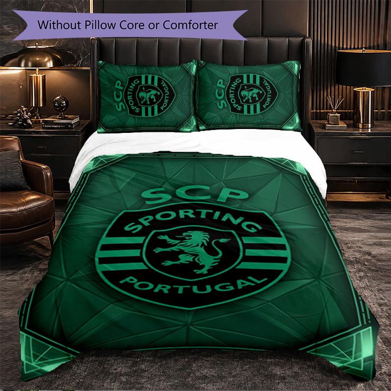 Biancheria da Letto a Tema Sporting CP FC Set 3 Pezzi Copripiumino Biancheria da Letto Decorativa per Camera Adolescenti Decorazione Casa