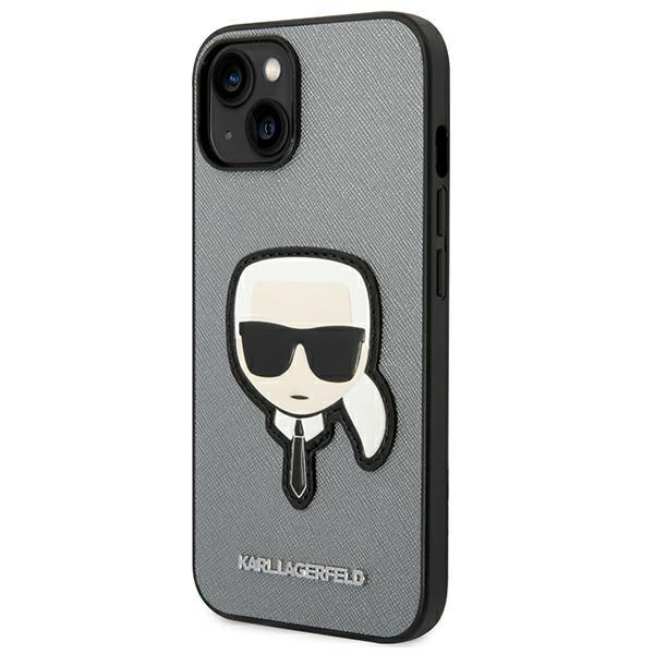 Karl Lagerfeld Klhcp14Ssapkhg Iphone 14 / 15 / 13 6,1 Srebrny/Silver Hardcase Saffiano Karl`s Head Patch