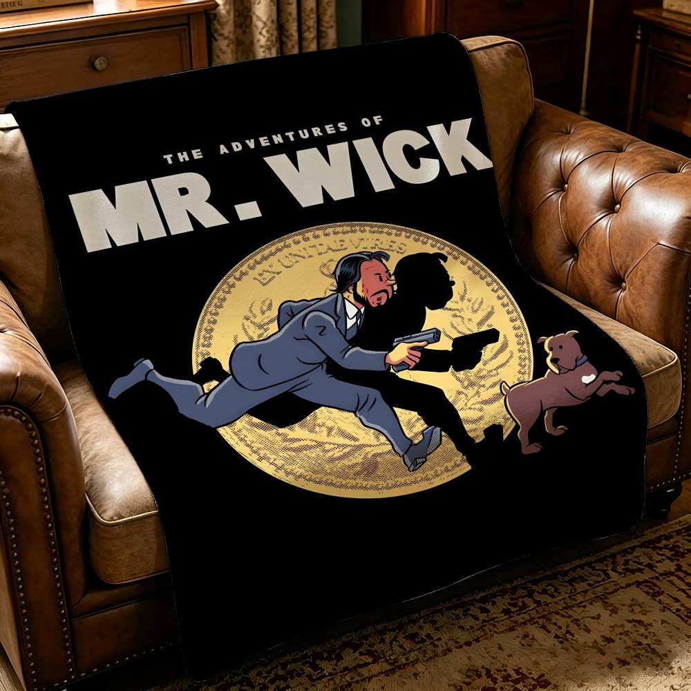 movie J-John Wick-K Throw Thick Comfort Flannel Quilt, Multi-scene Use Indoor Outdoor Daily Nap