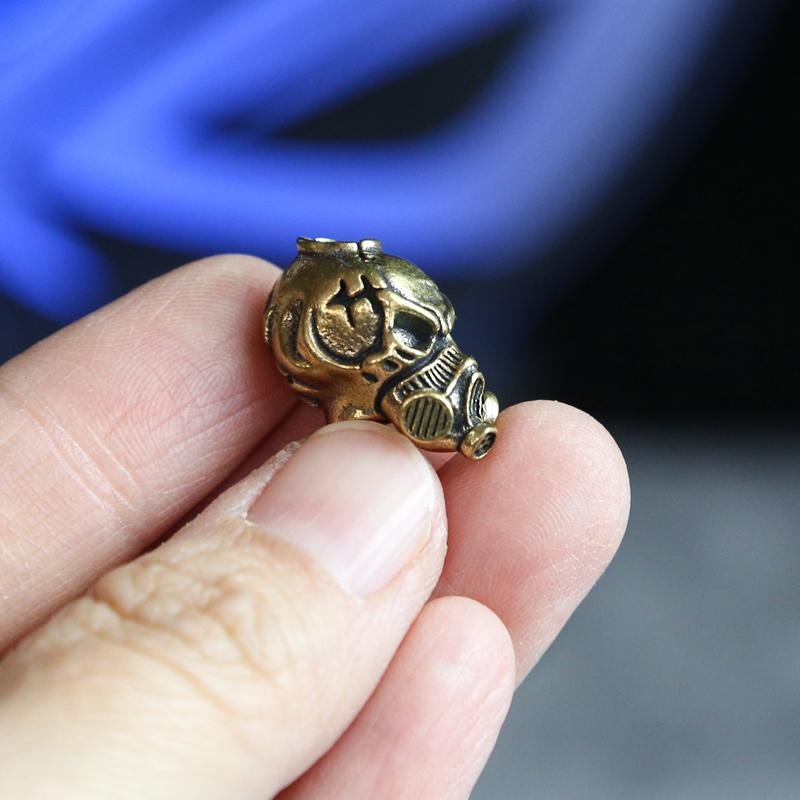 Biochemical Skull Head Brass Knife Beads Personality Punk Gas Mask Skeleton EDC Outdoor Tool Survival Paracord DIY Accessories