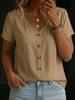 New European and American V-neck pullover short-sleeved loose women's shirt casual women's top