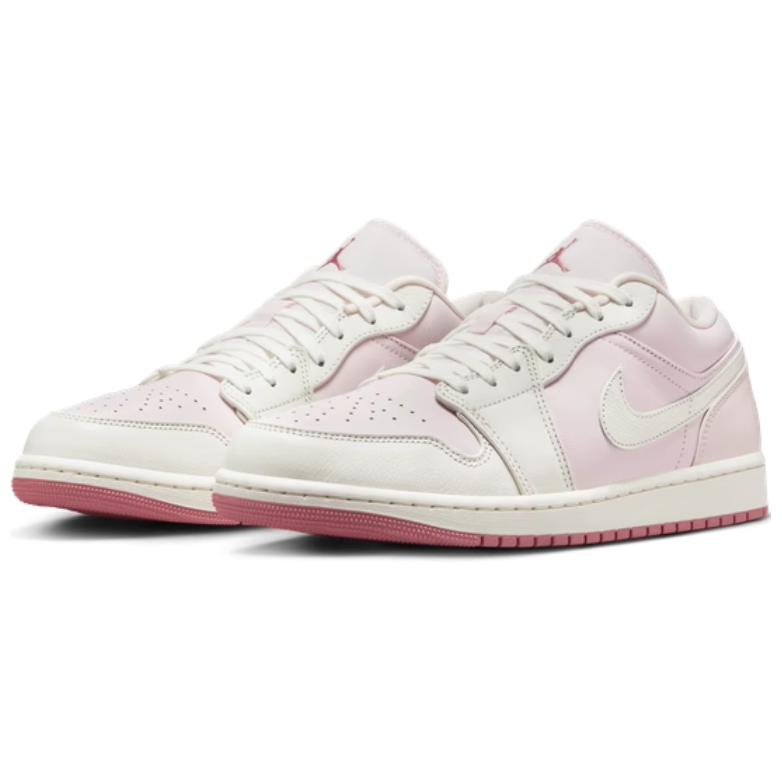 New Jordan Air Jordan 1 Slip Resistant Abrasion Resistant Low top Vintage Basketball Shoes Unisex White Pink IH0823-611