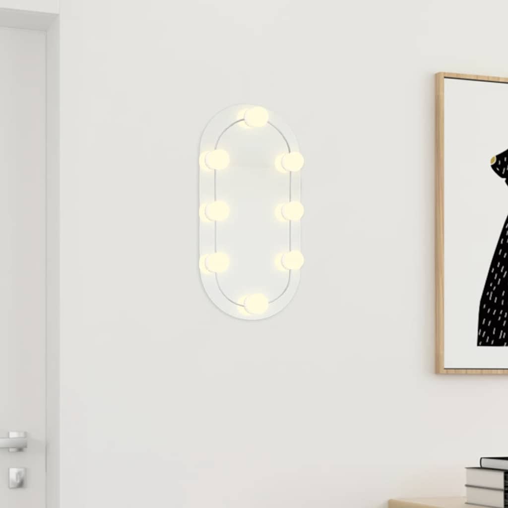 Vidaxl Lustro Z Lampami Led, 40X20 Cm, Szklane, Owalne