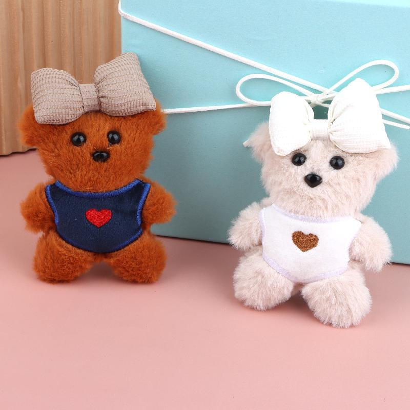 Cute Bow Tie Bear Plush Keychain Cartoon Stuffed Doll Keyring Pendant Bag Charms Couple Backpack Hanging Decoration Lovely Gifts
