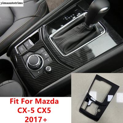 Dekorationsabdeckung für den Rahmen des Schaltknauf-Bedienfelds der Mittelkonsole für Mazda CX-5 CX5 2017 - 2024 ABS Kohlefaser Innenzubehör
