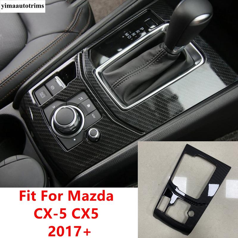 

Center Console Gear Shift Panel Frame Decoration Cover Trim For Mazda CX-5 CX5 2017 - 2024 ABS Carbon Fiber Interior Accessories