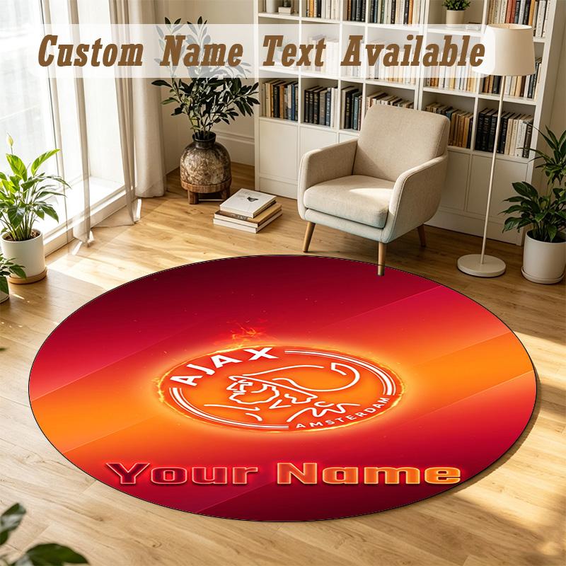 Round Rug Custom NameAjax Amsterdam Pattern Non Slip Carpet Home Floor Decor