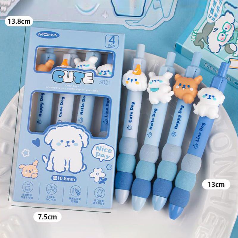 4Pcs Kawaii Capybara Panda Gel Pens Writing Smooth Pens Cartoon Pressing Neutral Pens Aesthetic Stationery Office Supplies Gifts