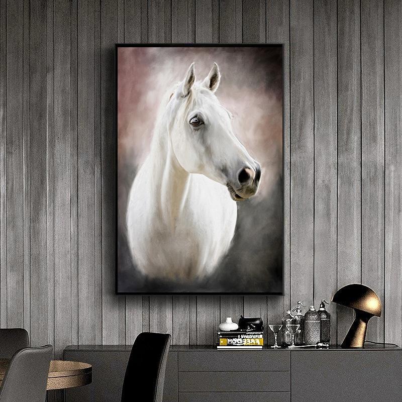 Black and White Horse Portrait Poster Print Canvas Painting Horses Running Animal Wall Art Picture for Farmhouse Room Home Decor