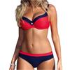 Women's Summer Colorblock  Beach Gathered Swimsuit Two-piece Set