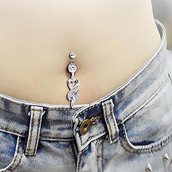 Mode Chirurgenstahl Herz Strass Bauchnabelpiercing Nabelschmuck