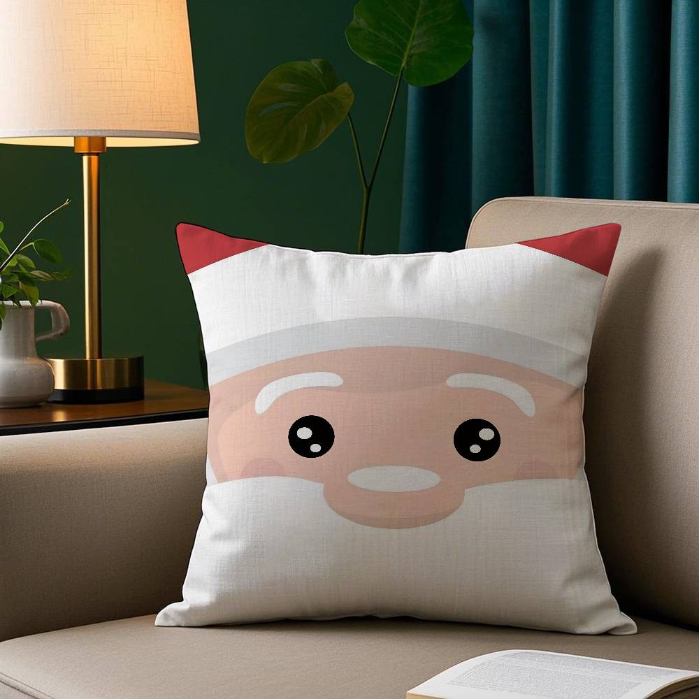 Chirismas Santa Claus Pillow Case Plush Fabric Soft Pillowcase Double Sided Print Sofa Cushion Cover Throw