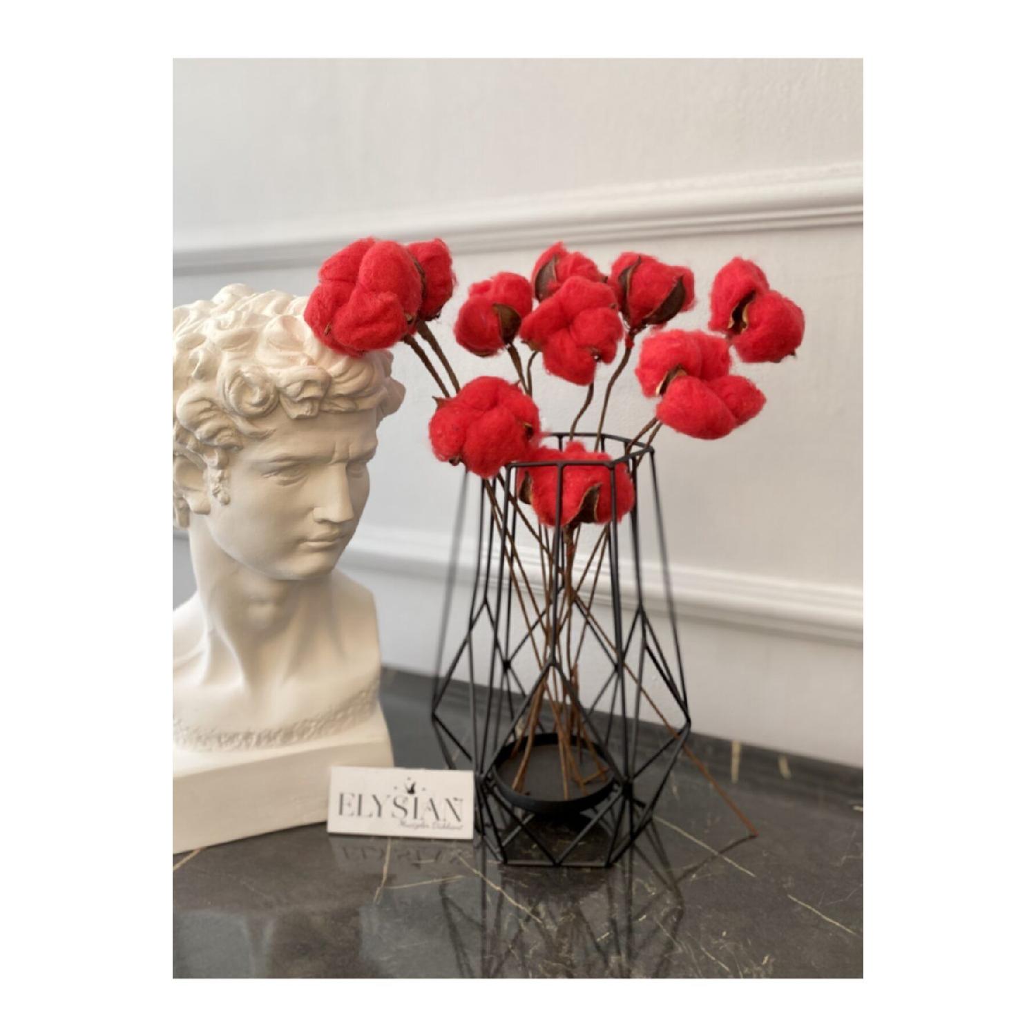 

Natural Cotton Branches 10 Pcs Red Colored Cottons Decorative Red Artificial Flower Minimal Decor червоний