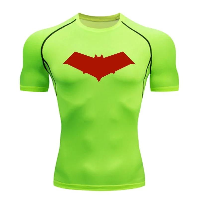 Clothing Fitness Compression Running T-Shirt Men Tops Bat Printing T Shirts Men Quick-Drying Gym Sportswear Jersey Tee For Male