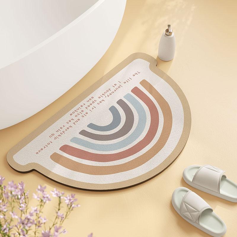 Rainbow Bathroom Floor Mat Bathroom Anti-slip Mat Bathroom Door Water Absorption Soft Diatom Mud Shower Floor Mat