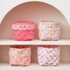 Soft Touch Quilting Cotton Desktop Storage Basket Lace Bowknot Decor Large-capacity Round Organizer Storage Container Home