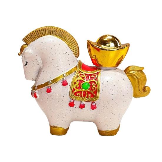 

1/4 шт. Мультяшная статуэтка лошади, вращающийся золотой слиток, тыква, мешок с деньгами, фигурка счастливого пони, украшение для дома, офиса, рабочего стола, фэн-шуй E