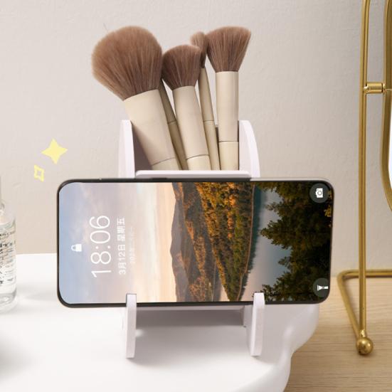 Xiaobudian Elephant Pencil Holder, Creative Phone Stand, Practical Storage Box, Desktop Organizer for Pens Makeup Brushes, Home Office Supplies