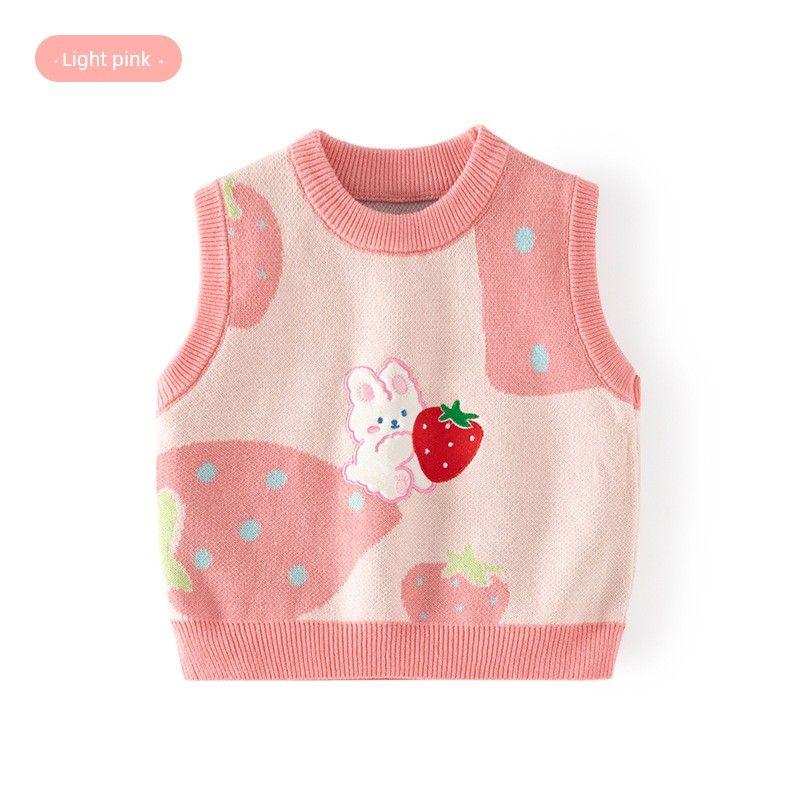 Cute Spring and Autumn Bunny Girl Combed Cotton Sweater