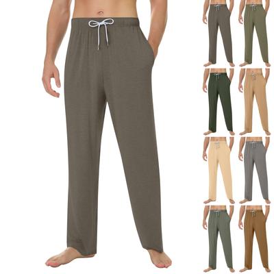 Calças de pijama macias para casa masculinas com cordão e bolsos Calças esportivas casuais