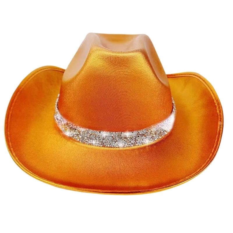 Eye-catching Crystal Cowboy Hats Bride Hat Panama Hat for Bachelorette Party Cowboy Hats for Club Stage Shows