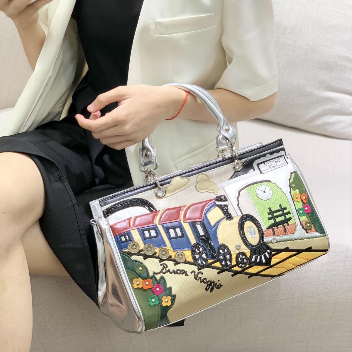 

Bag Women S Splicing Contrasting Color Retro Handbag Handmade Creative Shoulder Messenger Bag серебряный