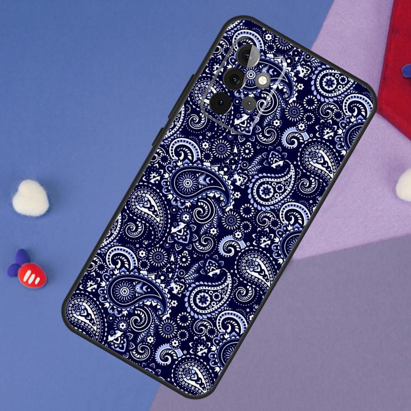 Blue Bandana Paisley Case For Samsung Galaxy A13 A16 A26 A36 A56 A06 A55 A35 A15 A54 A34 A14 A53 A12 A22 A32 A52