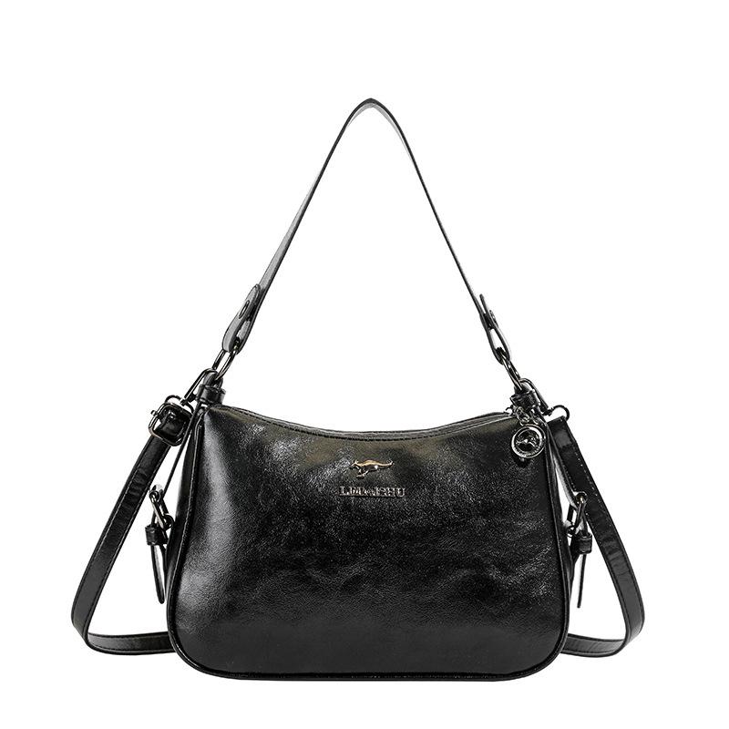 

Underarm bag women s soft leather retro texture fashionable new versatile single shoulder oblique чёрный