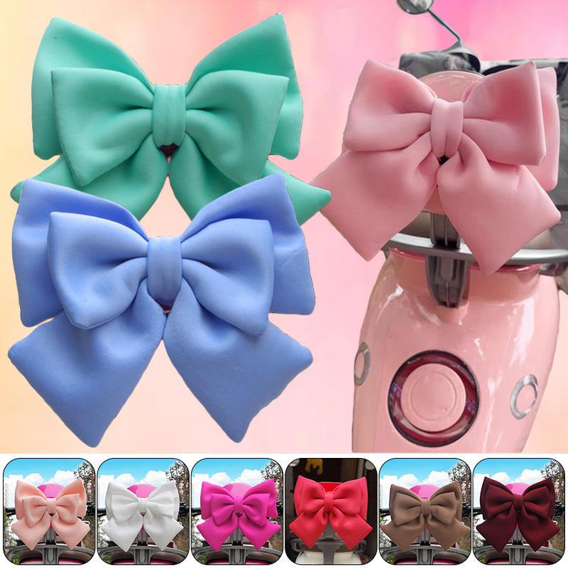 25x23 Universal Motorcycle Scooter Decor Helmet Bow Girl Electric Vehicle Rear Seat Decoration Accessories Cute Bow Cotton