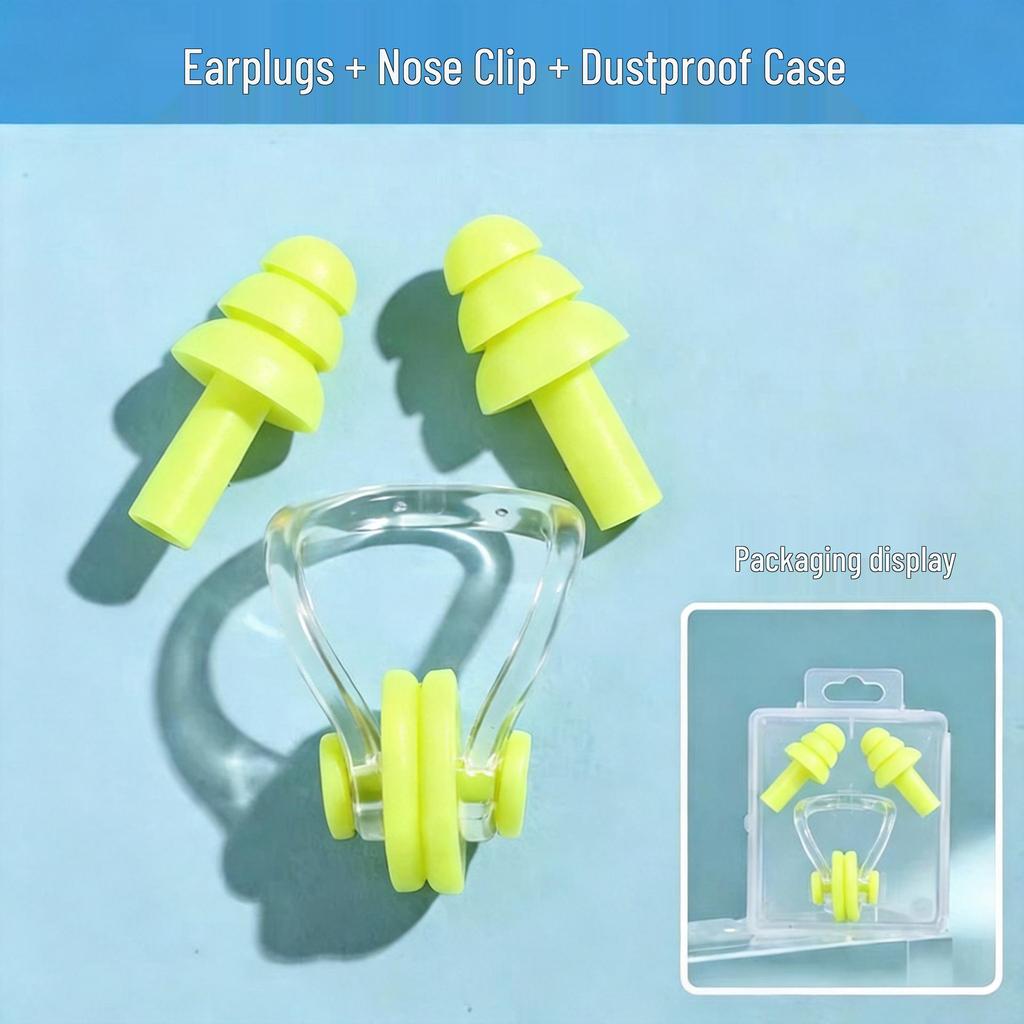 Diving Nose Clip & Earplug Set for Adults & Kids - Professional Silicone Waterproof Swimming Gear