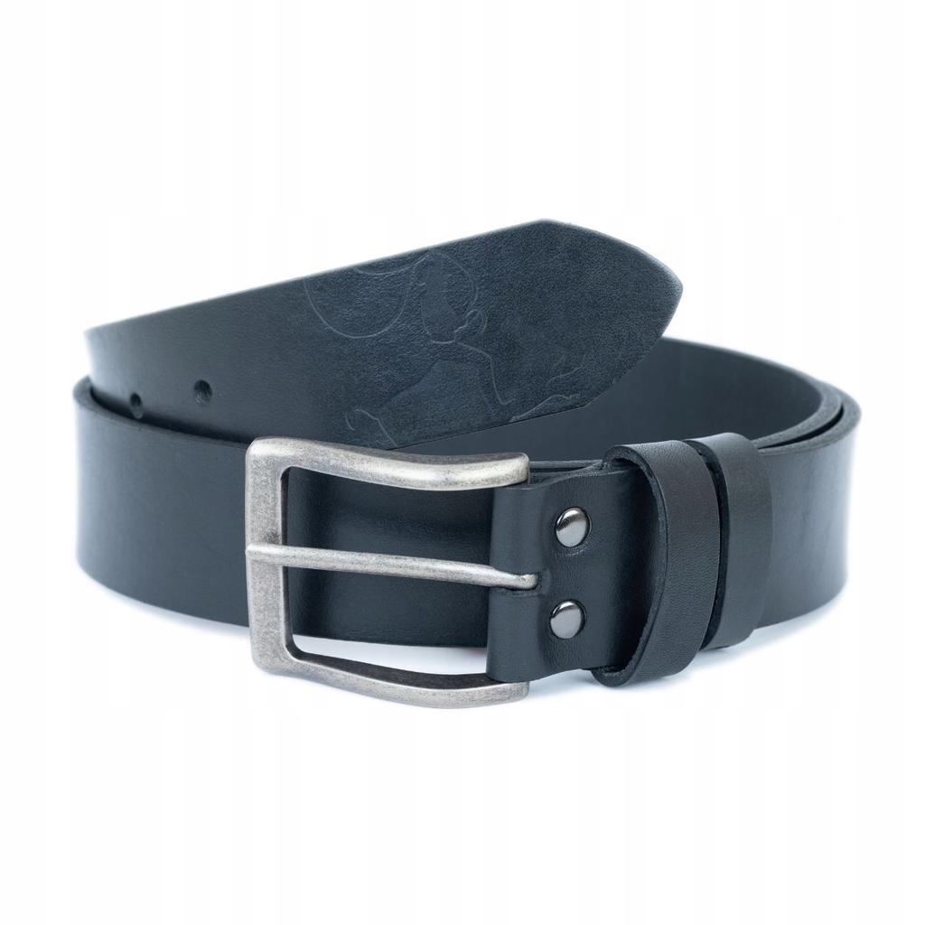 Wild DźINS men's leather belt black genuine grain leather Size 125 cm