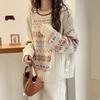 Vintage Crew Neck Knitted Pullover Sweater Women's Autumn and Winter New Loose Casual Fair Island Knitted Sweater Women's