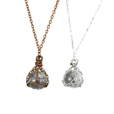 Bohemian Style Collarbone Chain Adjustable Length Mesh Pocket Pendant Neckchain Crystal Stone Holder Necklace Accessory