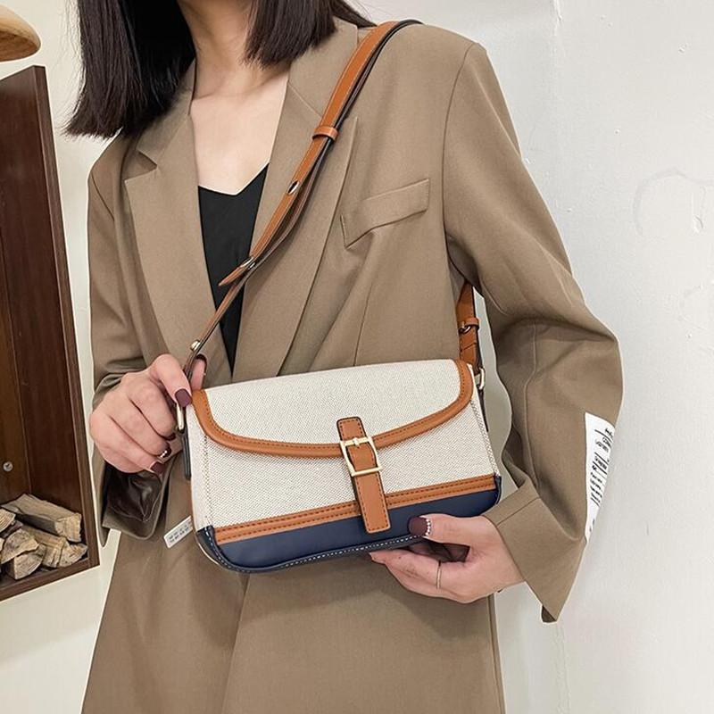 Весенняя Новейшая Ретро Элегантная Дизайнерская Стеганая Холщовая Сумка Через Плечо Стеганая ПУ Наклонная Сумка, Маленькая Сумка 23x6x15CM