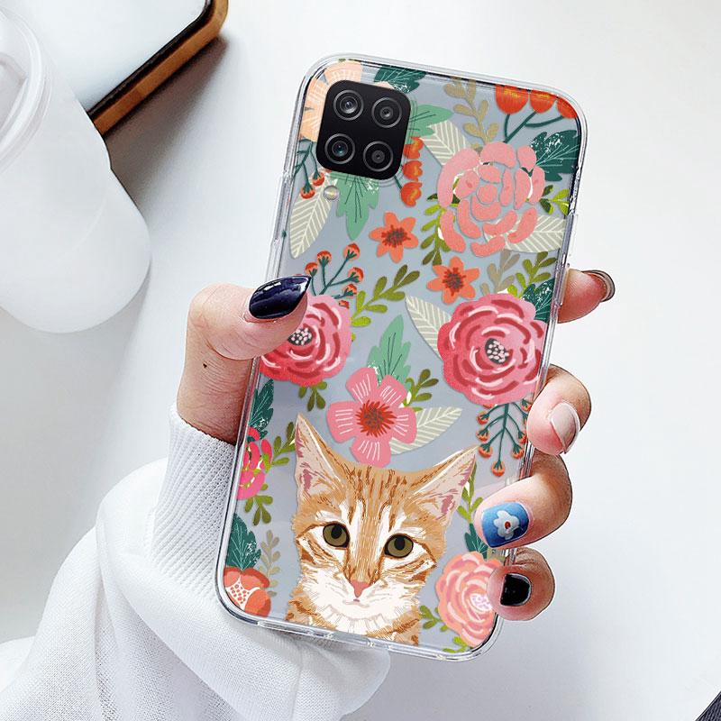 Phone Case For Samsung A12 M12 F12 Floral Silicon Cover For Samsung Galaxy A12 5G Fundas Coque Transparent Soft Capas Flower TPU