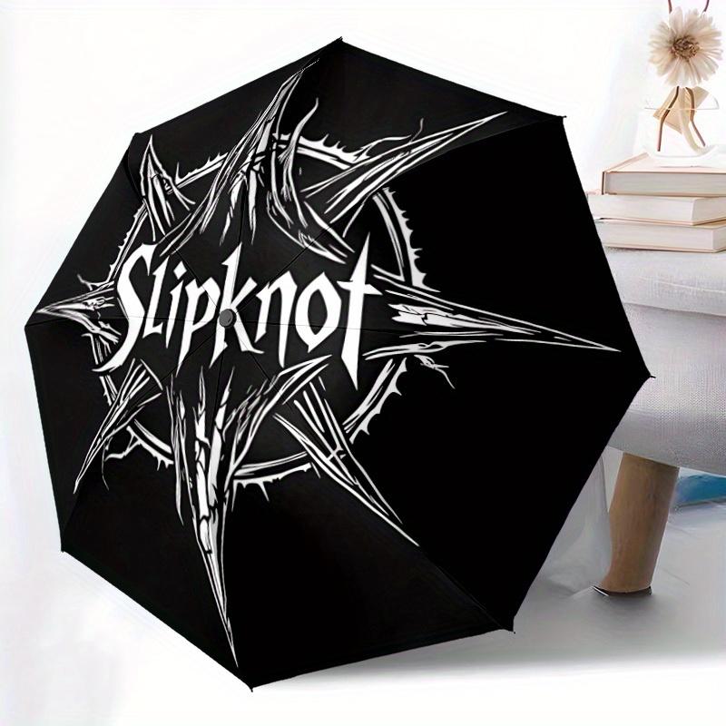 1pc Slipknot Band Automatic Folding Umbrella, Portable Collapsible Design, 8-Rib Iron Frame, , All-Season Casual Outdoor Accessory for Christmas Birth