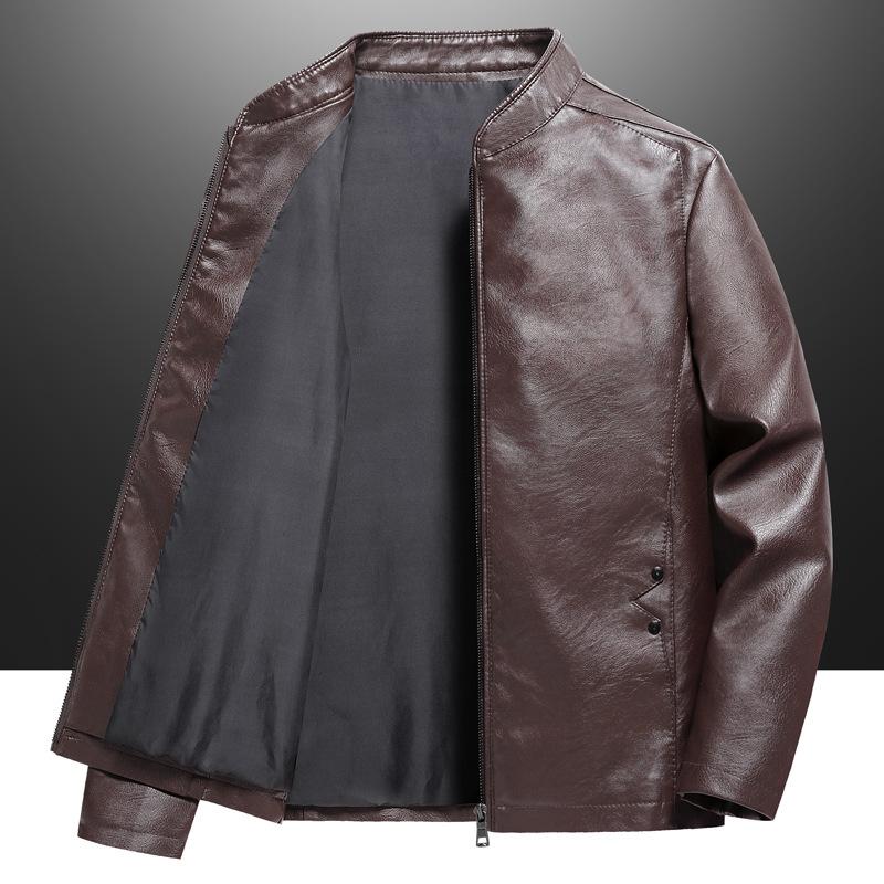 

Молодежная кожаная куртка, мужская весенне-осенняя куртка из искусственной кожи, мужская бархатная кожаная куртка с воротником-стойкой, большой размер 5XL