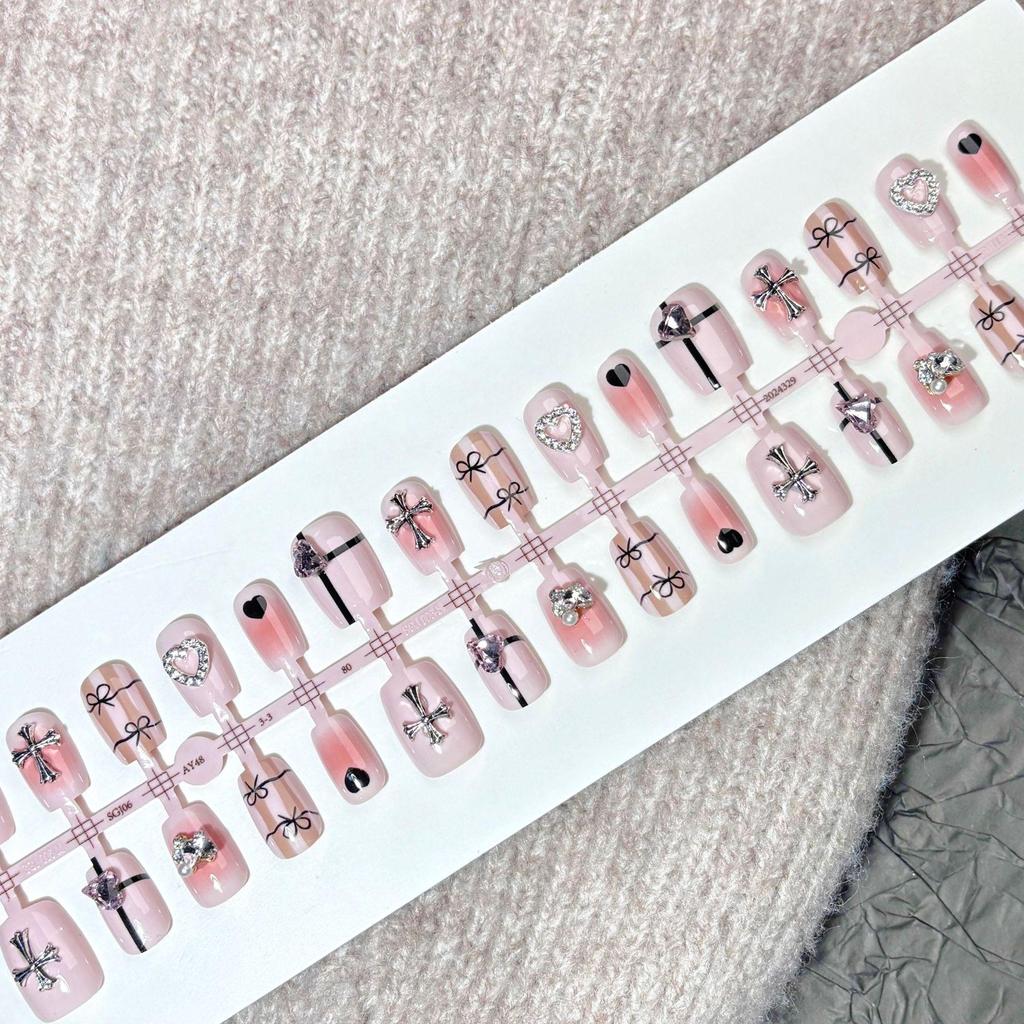 2025 Chrome Hearts Diamond-Studded Cross & Bow Nail Art Patches