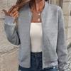 Herbst Winter Einfarbig Reißverschluss Jacke Baseball Kragen Casual Mantel für Frauen Langarm Jacken & Mäntel