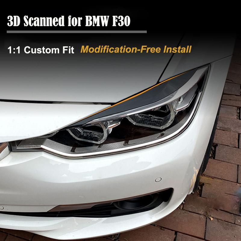 1 Pair Headlight Eye Lid Cover For BMW F30 2013-2018 Gloss ABS Headlight Eyebrow Eyelid Decoration Styling Sticker Carbon Fiber