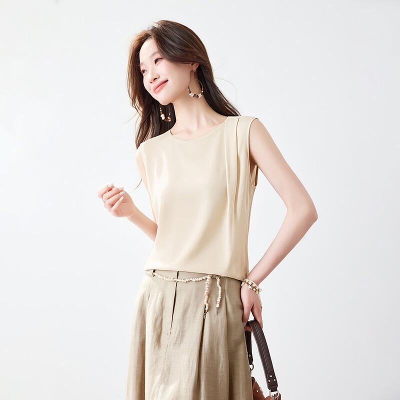Srcr 19 Momme Silk Pleated Sleeveless Vest